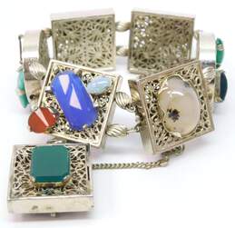 VNTG Kafin NY Rose Quartz Amethyst Opal & Bloodstone Gold Tone Filigree Bracelet alternative image