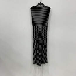 Womens Black Striped Crew Neck Sleeveless Twisted Front A-Line Dress Size M alternative image
