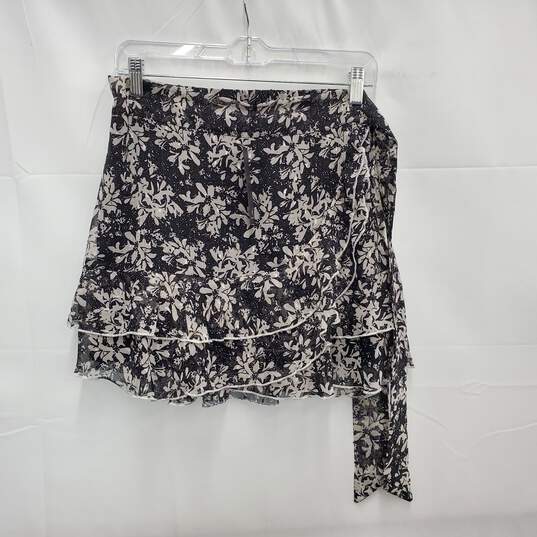 NWT Lulus WM's Blooming Black & White Floral Ruffled Chouyatou Skirt Size M image number 2
