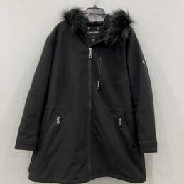 Calvin Klein Womens Black Repel Detachable Shoulder Fur Hooded Parka Jacket 3X
