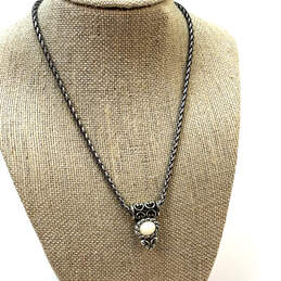 Designer Brighton Silver-Tone Faux Pearl Reversible Pendant Necklace