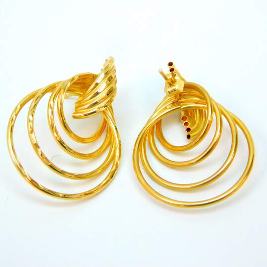 14k Yellow Gold Abstract Interlocking Circles Post Back Earrings 3.7g image number 3