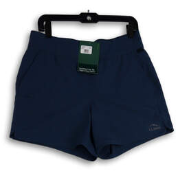 NWT Womens Blue Flat Front Slash Pocket Elastic Waist Athletic Shorts Sz M