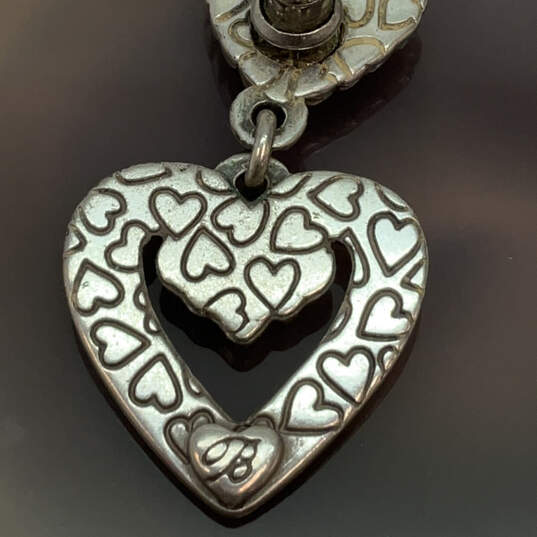 Designer Brighton Silver-Tone Engraved Heart Fashionable Dangle Earrings image number 4