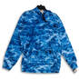 NWT Mens Blue Printed Kangaroo Pocket Long Sleeve Pullover Hoodie Size L image number 1