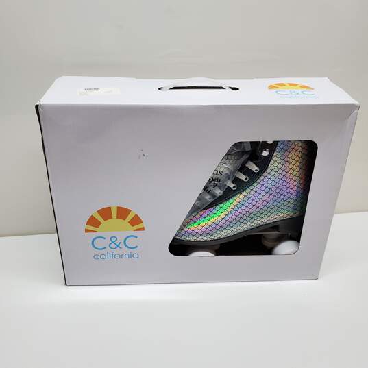 C & C California Shoes Silver/White Holographic Fish Scale Roller Skates 11M image number 1