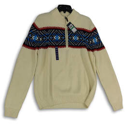 NWT Mens Multicolor Fair Isle Mock Neck Long Sleeve Pullover Sweater Size L