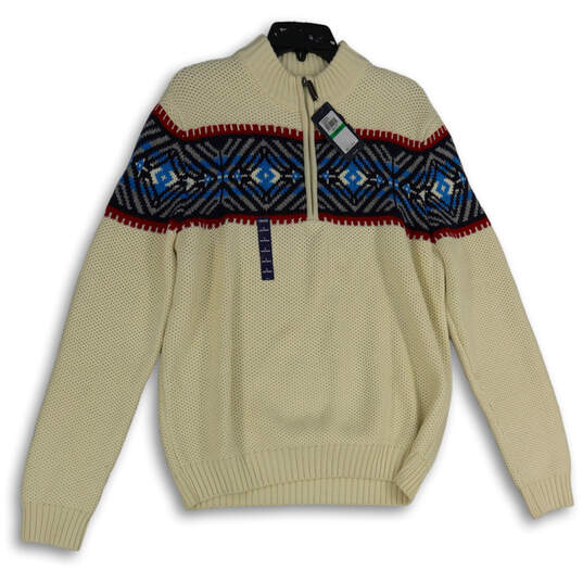 NWT Mens Multicolor Fair Isle Mock Neck Long Sleeve Pullover Sweater Size L image number 1