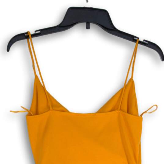 NWT Zara Womens Orange Spaghetti Strap Sleeveless Side Ruched Bodycon Dress Sz S image number 4