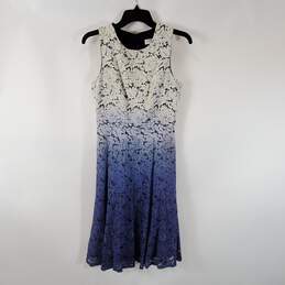 Trina Turk Women White/Blue Ombre Lace Midi Dress Sz 2