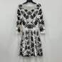NWT Eliza J Womens White Black Floral Long Sleeve Sweater Dress Size L image number 2