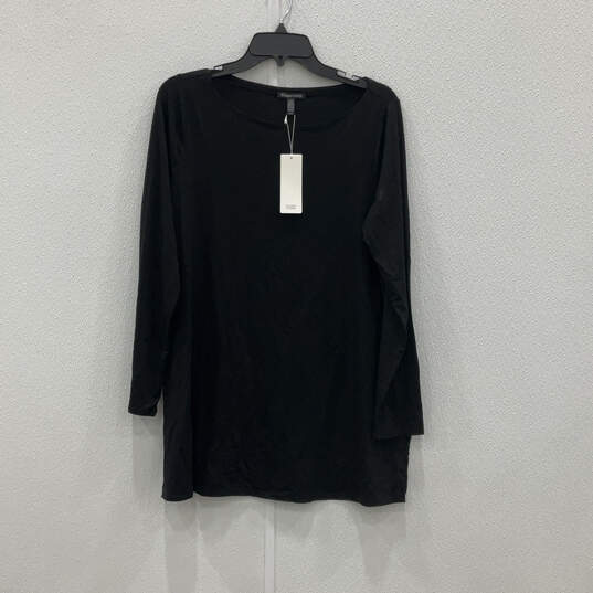 NWT Womens Black Long Sleeve Round Neck Pullover Tunic Top Size Medium image number 1