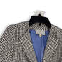 Womens Gray White Check Collared Long Sleeve One Button Blazer Size 00 image number 3