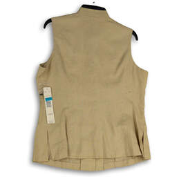 NWT Womens Beige Sleeveless Pockets Embroidered Linen Vest Size Large alternative image