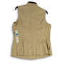 NWT Womens Beige Sleeveless Pockets Embroidered Linen Vest Size Large image number 2