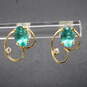 Gold Filled Green Glass CZ Accent Pendant Necklace & Earrings - 2.1g image number 4