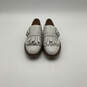 Womens White Leather Buckle Fringe Slip-On Platform Loafer Shoes Size 39 image number 2