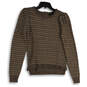 Womens Brown Knitted Long Sleeve Round Neck Pullover Sweater Size Small image number 1