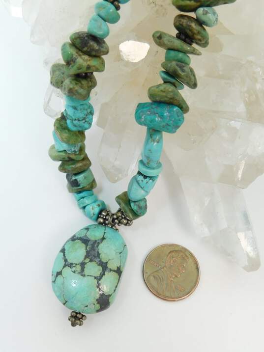 Boho Artisan Amber & Turquoise Pendant Necklaces & Coral Chunky Stretch Bracelet 182.6g image number 8