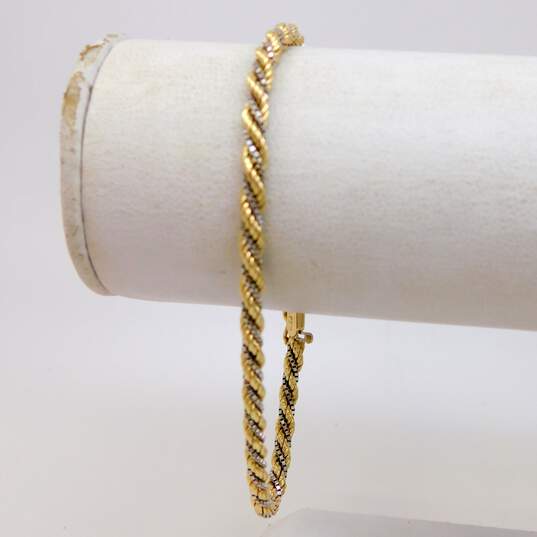 Fancy 14k Two Tone Gold Twisted Rope Chain Bracelet 10.4g image number 6