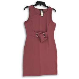 NWT Womens Pink Round Neck Sleeveless Pullover Sheath Dress Size Large