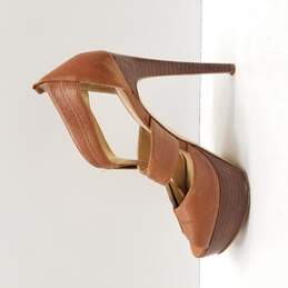 Michael Kors Women's ST16D Brown Leather Platform Heels Size 8 alternative image