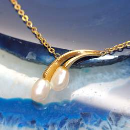 14K Yellow Gold Necklace W/ Pearl Pendant alternative image