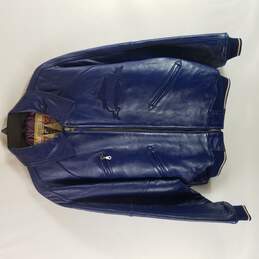 Avirex Men Blue Leather Jacket L