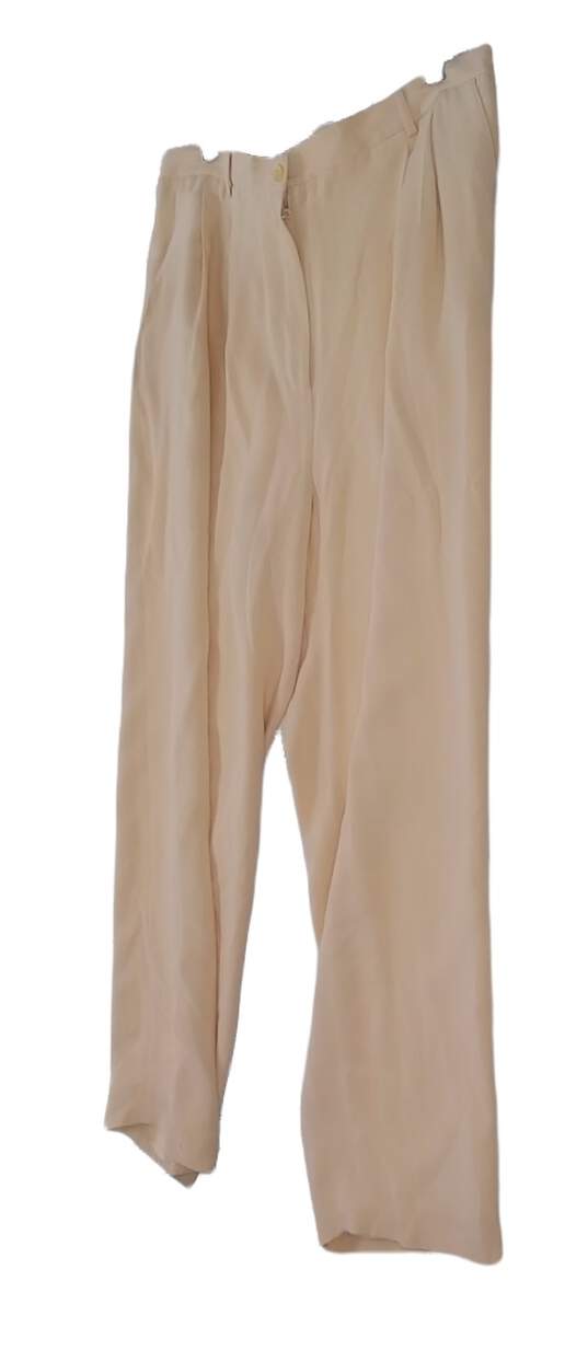 Womens White Pleated Front Silk Straight Leg Dress Pants Size 18W image number 2