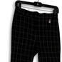 Womens Black White Plaid Flat Front Elastic Waist Pull-On Dress Pants Sz 6 image number 3