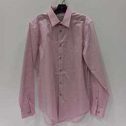 Calvin Klein Infinite Non Iron Stretch Slim Fit Stretch Collar Pink Button Up Dress Shirt Size 34/35M