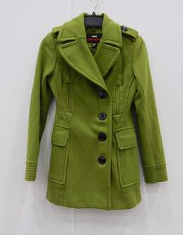 Women's Miss Sixty Green Mid Length Wool Coat Size Extra Small