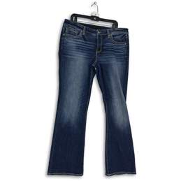 Womens Blue Denim Medium Wash Stretch Pockets Bootcut Jeans Size 33x34