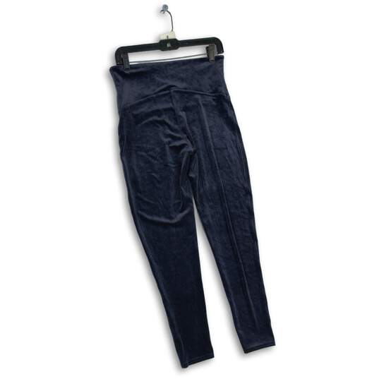 NWT Womens Navy Blue Velvet Elastic Waist Pull-On Ankle Leggings Size XL image number 2
