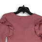 NWT Womens Pink Knitted V-Neck Long Sleeve Pullover Sweater Size 10/12 image number 4