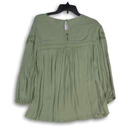 Torrid Womens Green Pleated Embroidered Round Neck Tunic Blouse Top Size 1 Plus alternative image
