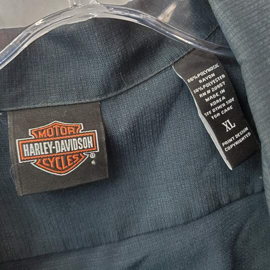 Harley Davidson Navy Blue Short Sleeve Button Up Polo Size XL image number 3