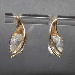 10K Yellow Gold Clear Quartz Stud Earrings - 2.65g