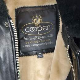 Cooper Designer Men Black Leather Jacket + Fur Collar M alternative image