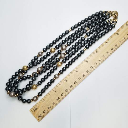 Gold Filled Hematite Triple Strand Beaded Necklace 206.7g image number 3