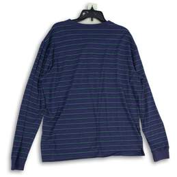 John Bartlett Consensus Mens Green Blue Striped Henley Neck T-Shirt Size XL alternative image