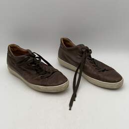 Tods Mens Brown Leather Round Toe Low Top Lace-Up Sneaker Shoes Size 11.5