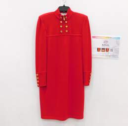 Women's St John Red Knitted Long Sleeve Dress Size 8