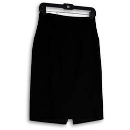 Womens Black Stretch Front Slit Knee Length Straight & Pencil Skirt Size 2 alternative image