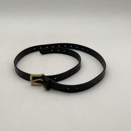 Womens Black Leather Metal Buckle Adjustable Waist Belt Size XS w/ Dust Bag