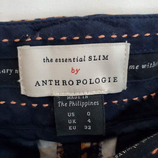 Anthropologie essential slim brown floral trousers pants women's 0 image number 3