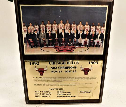 1992-1993 Chicago Bulls NBA Champions Wall Plaque Jordan Pippen image number 1
