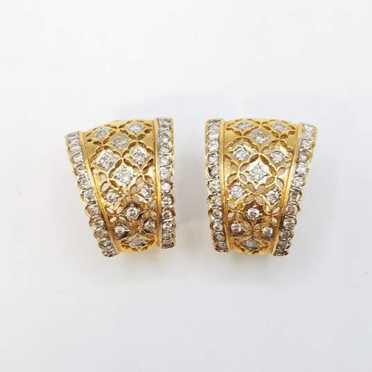 18K Gold Diamond Omega Back Earrings 7.9g image number 4