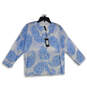 NWT Womens Blue White Paisley Long Sleeve Button Front Blouse Top Size S image number 1