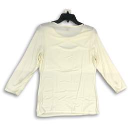 Womens White Long Sleeve Round Neck Front Cut Out Pullover Sweater Size M alternative image